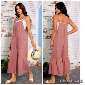 NEW VICIALL JUMPSUIT COTTON RUFFLE BOTTOM WIDE LEG POCKETS